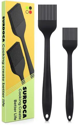 SURDOCA Silicone Pastry Basting Brush - 2-Pack 10-in & 8-in Heat Resistant, BPA Free, Stainless Steel Core for Baking, Cooking, BBQ Grilling SURDOCA Silicone Pastry Basting Brush - 2-Pack 10-in & 8-in Heat Resistant, BPA Free, Stainless Steel Core for Baking, Cooking, BBQ Grilling