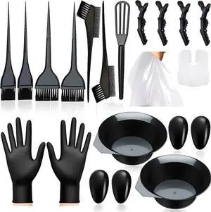 20Pcs Hair Dye Brush and Bowl Set, Hair Dye Coloring Kit, Hair Coloring Bleaching with Ear Cover, Gloves, Tint Comb 20Pcs Hair Dye Brush and Bowl Set, Hair Dye Coloring Kit, Hair Coloring Bleaching with Ear Cover, Gloves, Tint Comb