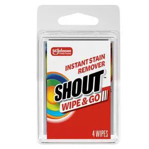 Shout Wipe and Go Instant Stain Remover, Laundry Stain and Spot Remover for On-the-Go, 4 Wipes, Pack of 1 Shout Wipe and Go Instant Stain Remover, Laundry Stain and Spot Remover for On-the-Go, 4 Wipes, Pack of 1