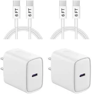 iPhone 17/16/15 20W USB-C Charger Block 6FT Fast Charging Cable iPhone 17/16/15 20W USB-C Charger Block 6FT Fast Charging Cable