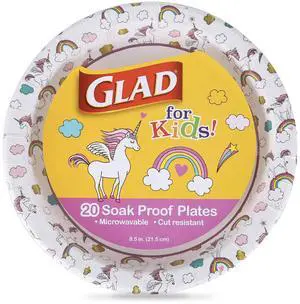 Glad for Kids Unicorns Disposable Paper Plates, 8.5 Inch, 20 Count Glad for Kids Unicorns Disposable Paper Plates, 8.5 Inch, 20 Count