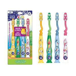 GuruNanda Kids Toothbrush with Suction Cup & Tongue Cleaner, Ages 3+, 4 Count GuruNanda Kids Toothbrush with Suction Cup & Tongue Cleaner, Ages 3+, 4 Count