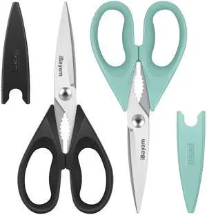 iBayam 2-Pack Heavy-Duty All-Purpose Kitchen Scissors with Blade Covers iBayam 2-Pack Heavy-Duty All-Purpose Kitchen Scissors with Blade Covers