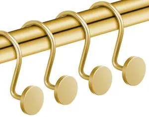 CHICTIE Gold Shower Curtain Hooks, Rustproof Metal Hooks for Bathroom, Modern Decorative Round Heavy Duty Design, Set of 12 CHICTIE Gold Shower Curtain Hooks, Rustproof Metal Hooks for Bathroom, Modern Decorative Round Heavy Duty Design, Set of 12