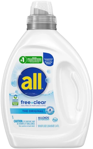 All Unscented Liquid Detergent for Sensitive Skin, 50 oz, 110 Loads All Unscented Liquid Detergent for Sensitive Skin, 50 oz, 110 Loads