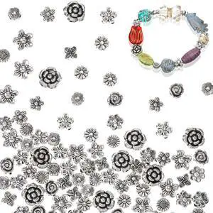 100 Pcs Antique Silver Metal Alloy Tibetan Flower Spacer Beads, 6mm Rondelle Charm Spacers for DIY Bracelets Necklaces Earrings 100 Pcs Antique Silver Metal Alloy Tibetan Flower Spacer Beads, 6mm Rondelle Charm Spacers for DIY Bracelets Necklaces Earrings