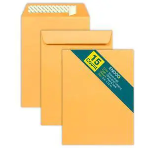 9x12 Open End Brown Kraft Self-Sealing Envelopes, 15 Pack, 28lb Heavyweight Paper, Peel and Seal Closure, for Catalogs, Presentations, Oversized Documents 9x12 Open End Brown Kraft Self-Sealing Envelopes, 15 Pack, 28lb Heavyweight Paper, Peel and Seal Closure, for Catalogs, Presentations, Oversized Documents