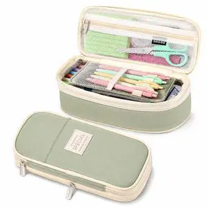 PUPTILY Large Capacity Aesthetic Pencil Case with Durable Zipper, Portable Storage Organizer Bag for Women, Men, Adults, College, Office, Travel (Green) PUPTILY Large Capacity Aesthetic Pencil Case with Durable Zipper, Portable Storage Organizer Bag for Women, Men, Adults, College, Office, Travel (Green)