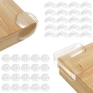 Rindion 40-Pack Baby Corner Protectors, 2 Shapes, Clear Table Edge Guards for Sharp Corners Rindion 40-Pack Baby Corner Protectors, 2 Shapes, Clear Table Edge Guards for Sharp Corners