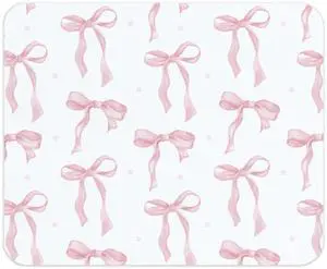 Coquette Pink Bow Mouse Pad, Preppy Girly Blue Mousepad for Work Office, Trendy Decor for Desk, 9.5x8 Inch Coquette Pink Bow Mouse Pad, Preppy Girly Blue Mousepad for Work Office, Trendy Decor for Desk, 9.5x8 Inch