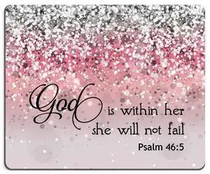 Psalm 46:5 God is Within Her,She Will not Fall - Bible Verse Pink Sparkles Glitter Pattern Mouse pad Mousepads Psalm 46:5 God is Within Her,She Will not Fall - Bible Verse Pink Sparkles Glitter Pattern Mouse pad Mousepads