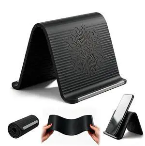 Silicone Phone Holder,Portable Foldable Flexible Silicone Phone Holder Folded Rollable Into Any Shape,Universal Adjustable Non-Slip Desk Stand for Home,Office,Travel,Phones,Tablet Small Devices Black Silicone Phone Holder,Portable Foldable Flexible Silicone Phone Holder Folded Rollable Into Any Shape,Universal Adjustable Non-Slip Desk Stand for Home,Office,Travel,Phones,Tablet Small Devices Black