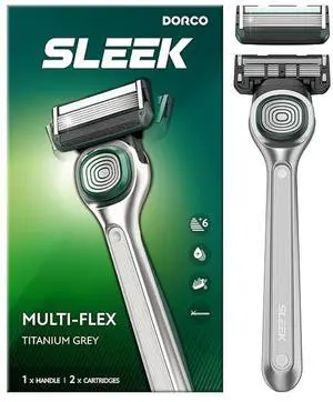 SLEEK 6 Blade Razor for Men with Multi-Flex Technology for a Smooth & Comfortable Shave | Cartridge Razor for Men, Razor Handle + 2 Cartridges SLEEK 6 Blade Razor for Men with Multi-Flex Technology for a Smooth & Comfortable Shave | Cartridge Razor for Men, Razor Handle + 2 Cartridges