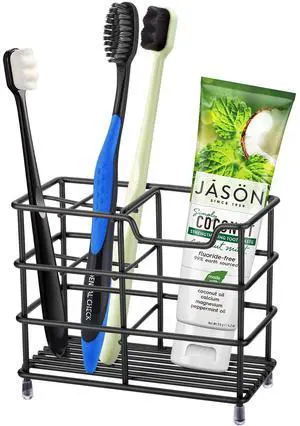 304 Stainless Steel Bathroom Toothbrush Holder Toothpaste Holder Stand Bathroom Accessories Organizer (Black, Small) 304 Stainless Steel Bathroom Toothbrush Holder Toothpaste Holder Stand Bathroom Accessories Organizer (Black, Small)