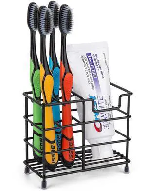 Toothbrush Holder for Bathrooms, Stainless Steel Bathroom Black Toothbrush and Toothpaste Holder Toothbrush Holder for Bathrooms, Stainless Steel Bathroom Black Toothbrush and Toothpaste Holder