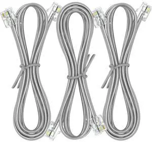 3Pack Phone Cord 6ft Telephone Cord Phone Cable RJ11 6P4C Male to Male for Landline and Fax - 6 Feet 3Pack Phone Cord 6ft Telephone Cord Phone Cable RJ11 6P4C Male to Male for Landline and Fax - 6 Feet