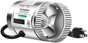 4 Inch Inline Duct Fan 100 CFM, HVAC Exhaust Ventilation Fan with Low Noise for Basements, Bathrooms, Kitchens and Attics, Silver 4 Inch Inline Duct Fan 100 CFM, HVAC Exhaust Ventilation Fan with Low Noise for Basements, Bathrooms, Kitchens and Attics, Silver