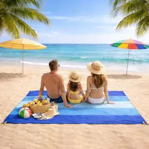 Beach Blanket Sandproof Waterproof 79" x 55", Portable Picnic Mat Mat, Sand Free Quick Drying Camping Blanket, Lightweight Beach Essentials for Picnic & Travel Beach Blanket Sandproof Waterproof 79" x 55", Portable Picnic Mat Mat, Sand Free Quick Drying Camping Blanket, Lightweight Beach Essentials for Picnic & Travel