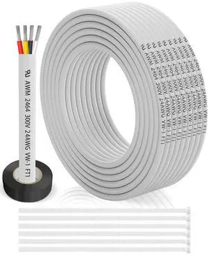 24 Gauge Wire 4 Conductor Electrical Wire 30FT, 24 AWG 4 Core Cable Tinned Copper/PVC Flexible/Stranded 24/4 Cord for Automotive, LED Lighting, 12V 24V Low Voltage Cable, Marine etc. 24 Gauge Wire 4 Conductor Electrical Wire 30FT, 24 AWG 4 Core Cable Tinned Copper/PVC Flexible/Stranded 24/4 Cord for Automotive, LED Lighting, 12V 24V Low Voltage Cable, Marine etc.