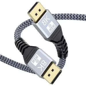 8K DisplayPort Cable 8FT DP Cable, Display Port to Display Port 1.4 8 Feet (8K@60Hz, 4K@144Hz, 2K@240Hz, 32.4Gbps, Dynamic HDR, 3D, HDCP2.2) for Monitor, Graphics Card, PC, Laptop 8K DisplayPort Cable 8FT DP Cable, Display Port to Display Port 1.4 8 Feet (8K@60Hz, 4K@144Hz, 2K@240Hz, 32.4Gbps, Dynamic HDR, 3D, HDCP2.2) for Monitor, Graphics Card, PC, Laptop