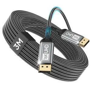 16K DisplayPort Cable 2.1 10FT, DP Cable Supports 8K@240Hz, 4K@540Hz 360Hz 240Hz, 80Gbps, HDR, HDCP, DSC 1.2a, Display Port Cord Compatible Gaming Monitor, FreeSync, G-Sync, RTX 5090/4090 16K DisplayPort Cable 2.1 10FT, DP Cable Supports 8K@240Hz, 4K@540Hz 360Hz 240Hz, 80Gbps, HDR, HDCP, DSC 1.2a, Display Port Cord Compatible Gaming Monitor, FreeSync, G-Sync, RTX 5090/4090