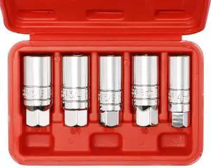 3/8-Inch Drive Spark Plug Socket Set, 6-Point, 5/8-Inch, 3/4-Inch, 13/16-Inch, 14mm, 18mm, 5-Piece Set 3/8-Inch Drive Spark Plug Socket Set, 6-Point, 5/8-Inch, 3/4-Inch, 13/16-Inch, 14mm, 18mm, 5-Piece Set