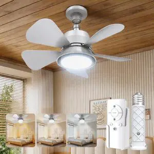 Socket Fan Light with Remote, 3 Colors Small Ceiling Fan with Light, 5 Dimmable Levels and 1000LM LED, Easy E26/E27 Installation for Bedroom, Garage, Kitchen, Living Room Socket Fan Light with Remote, 3 Colors Small Ceiling Fan with Light, 5 Dimmable Levels and 1000LM LED, Easy E26/E27 Installation for Bedroom, Garage, Kitchen, Living Room