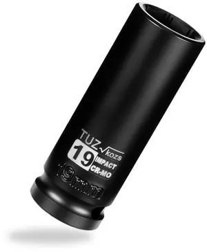 1/2 Inch Drive 19mm Deep Metric Impact Socket,CR-MO,6 Point Radius Corner Design,Square Chamfered Opening,Axle Nut Impact Grade Socket for Easy Removal 1/2 Inch Drive 19mm Deep Metric Impact Socket,CR-MO,6 Point Radius Corner Design,Square Chamfered Opening,Axle Nut Impact Grade Socket for Easy Removal
