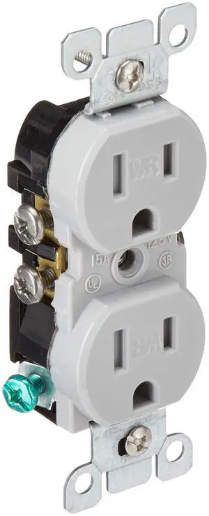 15 Amp, 125 Volt, Weather and Tamper Resistant, Duplex Receptacle, Grounding, Side and Quickwire, W5320-T0G, Gray 15 Amp, 125 Volt, Weather and Tamper Resistant, Duplex Receptacle, Grounding, Side and Quickwire, W5320-T0G, Gray