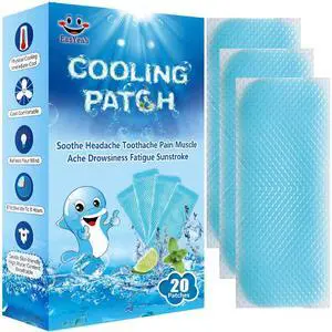 20 Sheets Cooling Patches for Fever Discomfort & Pain Relief, Cooling Relief Fever Reducer, Soothe Headache Pain, Pack of 20 Blue 20 Sheets Cooling Patches for Fever Discomfort & Pain Relief, Cooling Relief Fever Reducer, Soothe Headache Pain, Pack of 20 Blue
