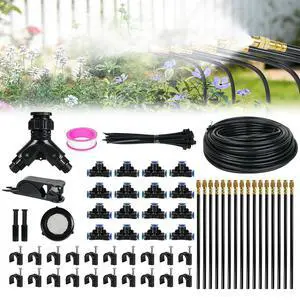 50ft Drip Irrigation System, Automatic Garden Watering System with 16 Adjustable Sprinkler Nozzles, Irrigation Hose Kit for Yard, Lawn, Plants, Atomizing System 50ft Drip Irrigation System, Automatic Garden Watering System with 16 Adjustable Sprinkler Nozzles, Irrigation Hose Kit for Yard, Lawn, Plants, Atomizing System
