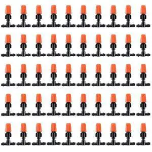 50pcs Adjustable Flow Micro Spray Drippers, 1/4" Garden Irrigation Sprinkler Heads with 3 Tee Connectors for Agricultural Patio Misting System, Drip Watering Kit 50pcs Adjustable Flow Micro Spray Drippers, 1/4" Garden Irrigation Sprinkler Heads with 3 Tee Connectors for Agricultural Patio Misting System, Drip Watering Kit