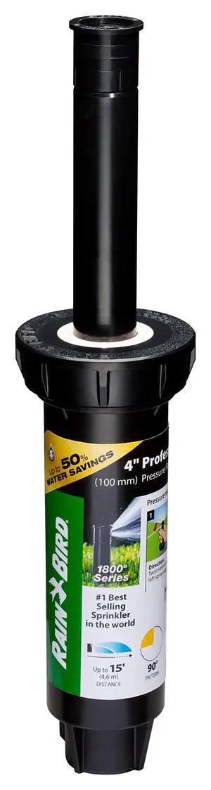 1804QDSP25 Pressure Regulating (PRS) Professional Dual Spray Pop-Up Sprinkler, 90° Quarter Circle Pattern, 8' - 15' Spray Distance, 4" Pop-up Height 1804QDSP25 Pressure Regulating (PRS) Professional Dual Spray Pop-Up Sprinkler, 90° Quarter Circle Pattern, 8' - 15' Spray Distance, 4" Pop-up Height