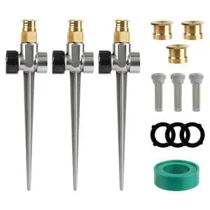 3 Pack Metal Lawn Sprinklers for Yard,Automatic Water Sprinklers with 3PCS Replaceable Parts, Brass Sprinkler Nozzle for Lawn Grass and Garden Irrigation 3 Pack Metal Lawn Sprinklers for Yard,Automatic Water Sprinklers with 3PCS Replaceable Parts, Brass Sprinkler Nozzle for Lawn Grass and Garden Irrigation