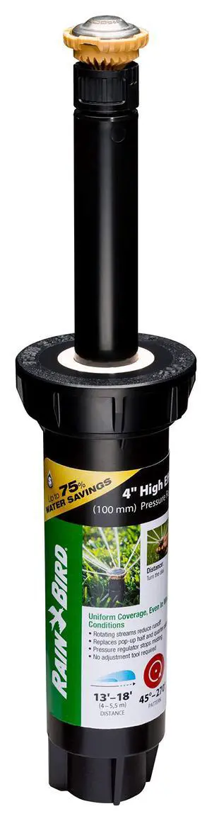 12SAPROPR Pressure Regulating (PRS) High-Efficiency Pro Rotary Sprinkler, Hand Adjustable 45° - 270° Pattern, 13' - 18' Spray Distance, 4" Pop-up Height 12SAPROPR Pressure Regulating (PRS) High-Efficiency Pro Rotary Sprinkler, Hand Adjustable 45° - 270° Pattern, 13' - 18' Spray Distance, 4" Pop-up Height