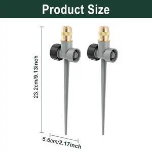 2 Pack Metal Lawn Sprinklers, 360° Adjustable Brass Nozzle Water Sprinkler with Aluminum Alloy Spike Base for Yard Garden Patio Irrigation, Grey 2 Pack Metal Lawn Sprinklers, 360° Adjustable Brass Nozzle Water Sprinkler with Aluminum Alloy Spike Base for Yard Garden Patio Irrigation, Grey