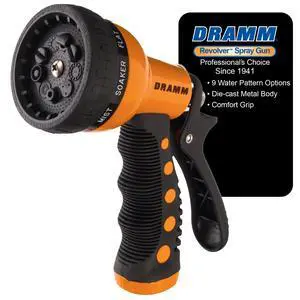 Revolver Heavy Duty Metal Garden Hose Nozzle 9 Spray Patterns, High Pressure Jet, Thumb-Control Flow, Ergonomic Grip Orange Revolver Heavy Duty Metal Garden Hose Nozzle 9 Spray Patterns, High Pressure Jet, Thumb-Control Flow, Ergonomic Grip Orange