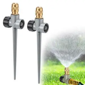 2 Pack Metal Lawn Sprinklers for Yard - 360° Coverage Water Sprinklers, Adjustable Brass Nozzle with Aluminum Alloy Spike Base for Small Garden Irrigation 2 Pack Metal Lawn Sprinklers for Yard - 360° Coverage Water Sprinklers, Adjustable Brass Nozzle with Aluminum Alloy Spike Base for Small Garden Irrigation