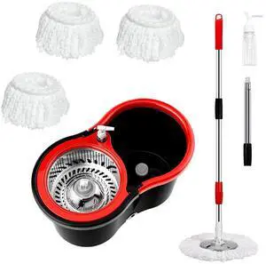 Mop and Bucket with Wringer Set 360° 3psc Microfiber Spin Mop with Bucket and Dual Mop Heads Self Wringing Spinning Mop for Office and Home Use (20QT) Mop and Bucket with Wringer Set 360° 3psc Microfiber Spin Mop with Bucket and Dual Mop Heads Self Wringing Spinning Mop for Office and Home Use (20QT)
