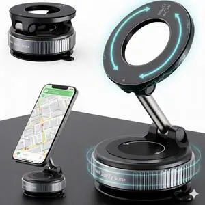 Foldable Magnetic Car Phone Mount with Suction Cup 360° Rotatable MagSafe-Compatible Holder, Pocket-Sized Dashboard & Windshield Mount for iPhone 17 Pro Max 16 15 14 13 12 Series Foldable Magnetic Car Phone Mount with Suction Cup 360° Rotatable MagSafe-Compatible Holder, Pocket-Sized Dashboard & Windshield Mount for iPhone 17 Pro Max 16 15 14 13 12 Series