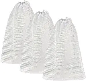 Mesh Laundry Bags with Drawstring - 12"x18" Clear Breathable Mesh Storage Bags for Clothes, Delicates & Travel Essentials - Small White Bags for Organizing Underwear, Socks, Baby Clothes Mesh Laundry Bags with Drawstring - 12"x18" Clear Breathable Mesh Storage Bags for Clothes, Delicates & Travel Essentials - Small White Bags for Organizing Underwear, Socks, Baby Clothes