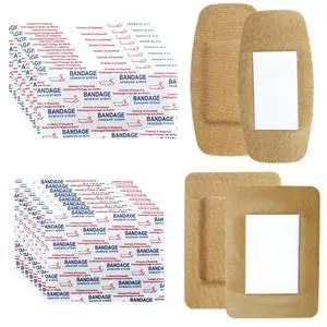 60pcs Sterile Rectangle Bandage Bulk Fabric Adhesive Flexible Bandages Non Stick Breathable Pad 3x4 Inch and 2x4 inch Large Sizes for First Aid Skin Wound Protection Care 60pcs Sterile Rectangle Bandage Bulk Fabric Adhesive Flexible Bandages Non Stick Breathable Pad 3x4 Inch and 2x4 inch Large Sizes for First Aid Skin Wound Protection Care