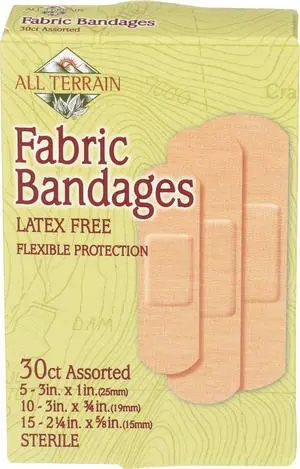 Fabric Bandages, Latex-Free Flexible Protection, 30 Count, Assorted Sizes, Sterile Fabric Bandages, Latex-Free Flexible Protection, 30 Count, Assorted Sizes, Sterile