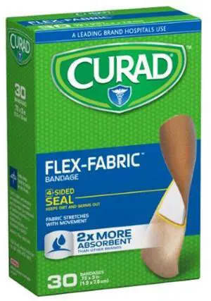 Flex-Fabric, 3/4 Inches X 3 Inches Bandages (Pack of 30) Flex-Fabric, 3/4 Inches X 3 Inches Bandages (Pack of 30)