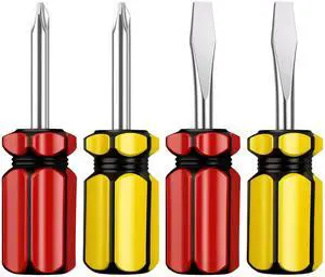 4 PCS Short Screwdriver Set Phillips-Head and Flathead Stubby Screwdriver | Two Color Small Screw Driver for Home Repair Daily Use 4 PCS Short Screwdriver Set Phillips-Head and Flathead Stubby Screwdriver | Two Color Small Screw Driver for Home Repair Daily Use