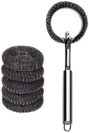 Long Handle Steel Wool Brush Set 6 Replacement Heads & 1 Long Handle, Heavy-Duty Scrubber for Dishes, Outdoor Grill, Rust Removal, Floors, Commercial Flat Top, Drill & Kitchen Cleaning Long Handle Steel Wool Brush Set 6 Replacement Heads & 1 Long Handle, Heavy-Duty Scrubber for Dishes, Outdoor Grill, Rust Removal, Floors, Commercial Flat Top, Drill & Kitchen Cleaning
