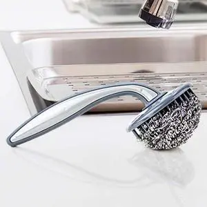 Heavy Duty Stainless Steel Wool Scrubber with Ergonomic Handle | Lasting Metal Mesh Sponge for Pots, Pans, Grills and Ovens | Deep Cleaning Kitchen Scouring Pad with Comfort Grip Heavy Duty Stainless Steel Wool Scrubber with Ergonomic Handle | Lasting Metal Mesh Sponge for Pots, Pans, Grills and Ovens | Deep Cleaning Kitchen Scouring Pad with Comfort Grip
