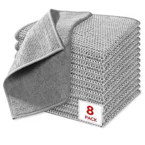8 Pcs New Upgrade Dual-Sided Steel Wool Scrubber, Fiber & Steel Wire, Powerful Non-Scratch Reuseable Kitchen Cleaning Cloth for Cookware, Sinks, Dishes, Stove Top 8 Pcs New Upgrade Dual-Sided Steel Wool Scrubber, Fiber & Steel Wire, Powerful Non-Scratch Reuseable Kitchen Cleaning Cloth for Cookware, Sinks, Dishes, Stove Top