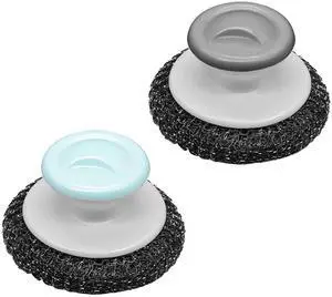 2 Pack Stainless Steel Scrubber Set, Durable & Convenient Stainless Steel Cleaner with Handle for Cleaning Cast Iron, Pots, Pans, Grill, Stoves, Sink & Cookware (Plastic Handle) 2 Pack Stainless Steel Scrubber Set, Durable & Convenient Stainless Steel Cleaner with Handle for Cleaning Cast Iron, Pots, Pans, Grill, Stoves, Sink & Cookware (Plastic Handle)
