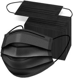 50PCS Disposable Face Masks, Black Masks, 3 Layer Protection Black Disposable Face Masks 50PCS Disposable Face Masks, Black Masks, 3 Layer Protection Black Disposable Face Masks